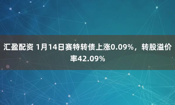 汇盈配资 1月14日赛特转债上涨0.09%，转股溢价率42.09%